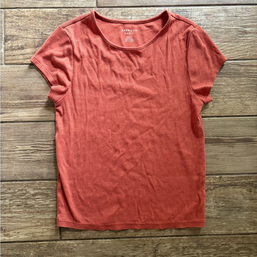 american eagle red fitted top